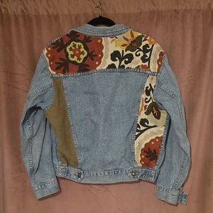 Embroidered Denim Jacket with Floral Accents